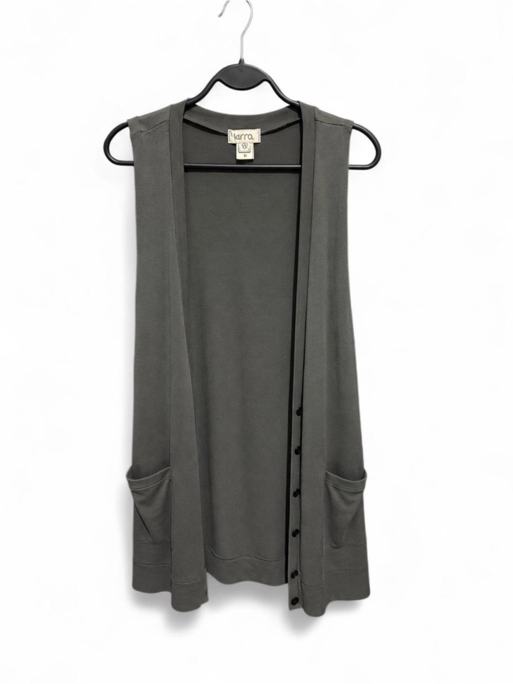 Kirra Gray Sleeveless Open Front Long Vest Cardigan Size Medium